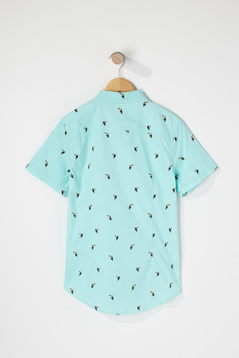 West49 Boys Tropical Ditsy Print Button Up Shirt