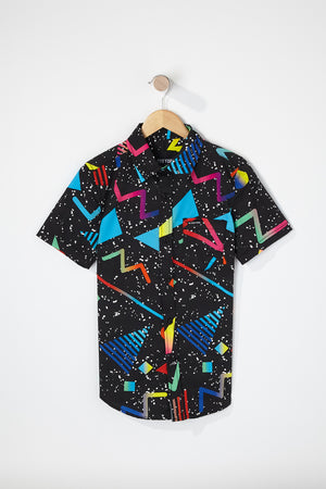 Zoo York Boys Retro Print Graphic Button Up Shirt