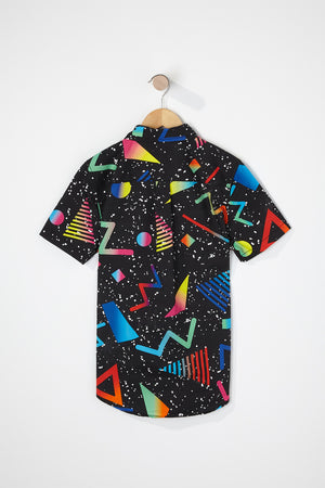 Zoo York Boys Retro Print Graphic Button Up Shirt