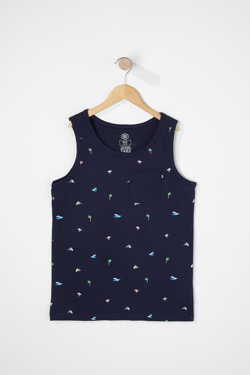 West49 Boys Cotton Ditsy Print Pocket Tank Top