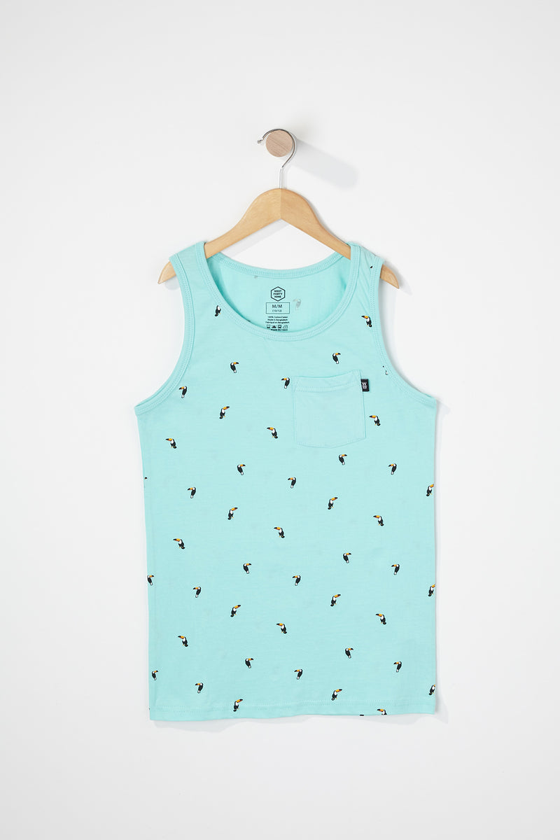 West49 Boys Cotton Ditsy Print Pocket Tank Top