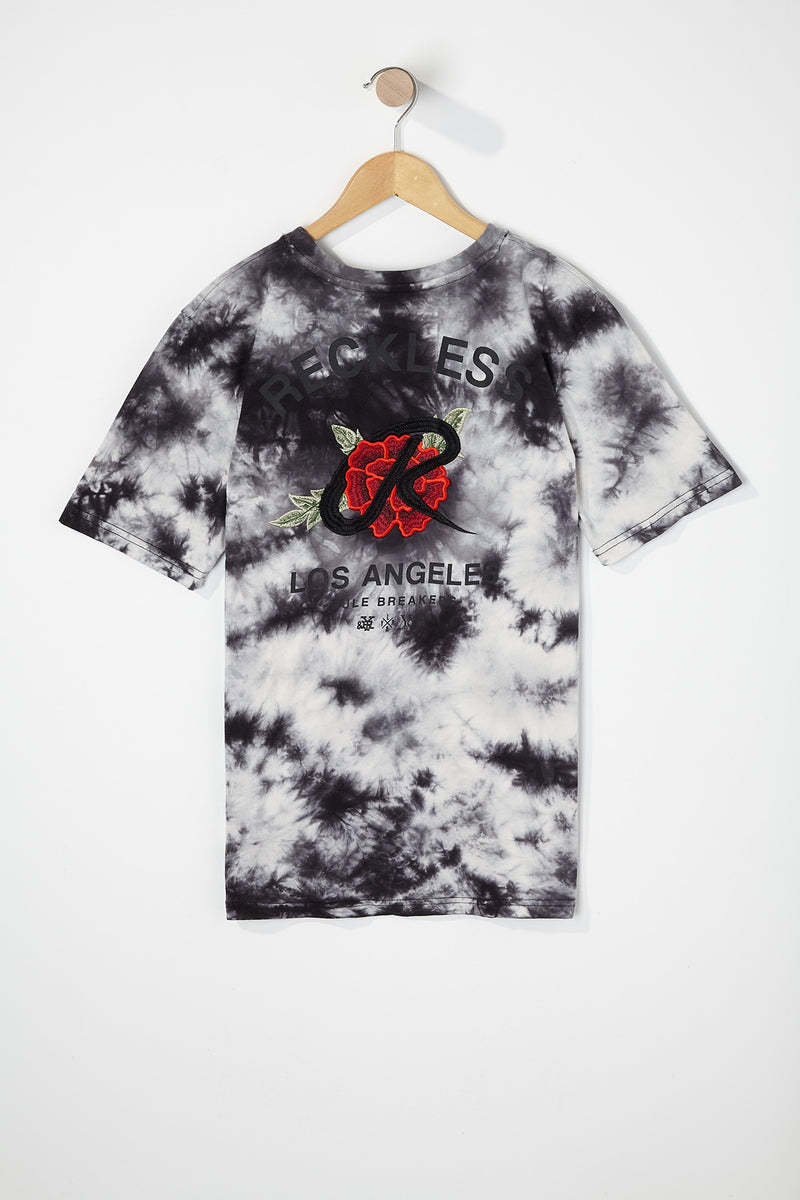 Young & Reckless Boys Embroidered Rose Tie-Dye T-Shirt