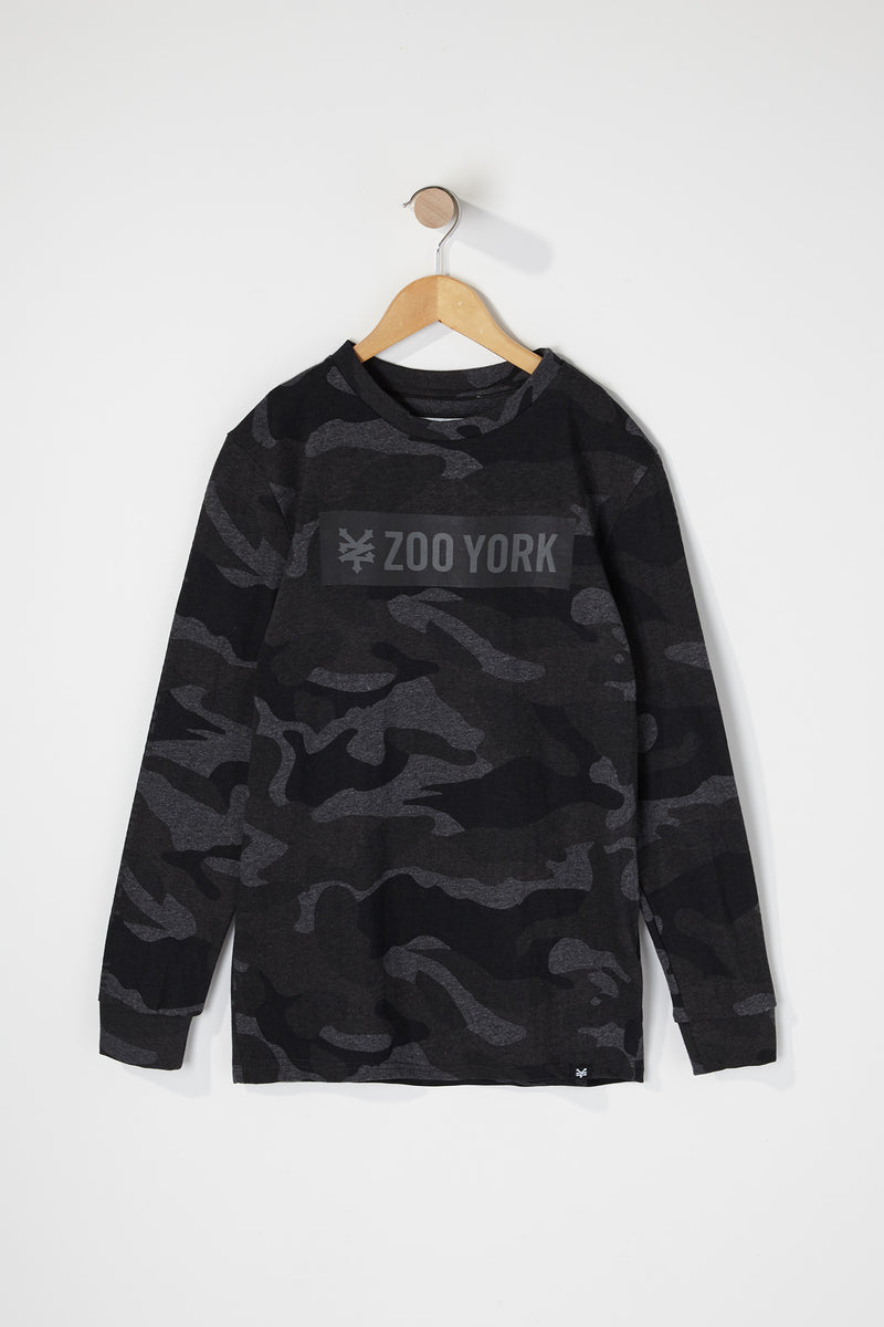 Zoo York Boys Camo Box Logo Long Sleeve T-Shirt