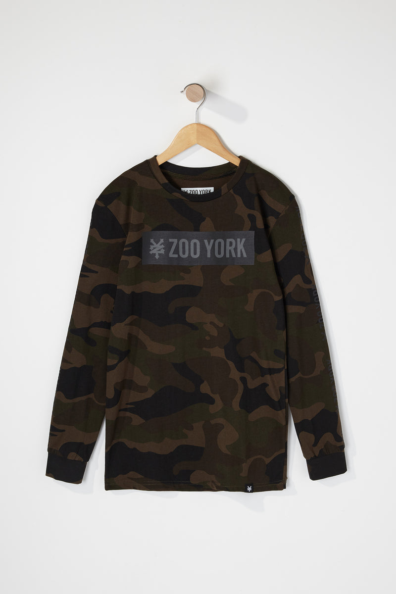 Zoo York Boys Camo Box Logo Long Sleeve T-Shirt