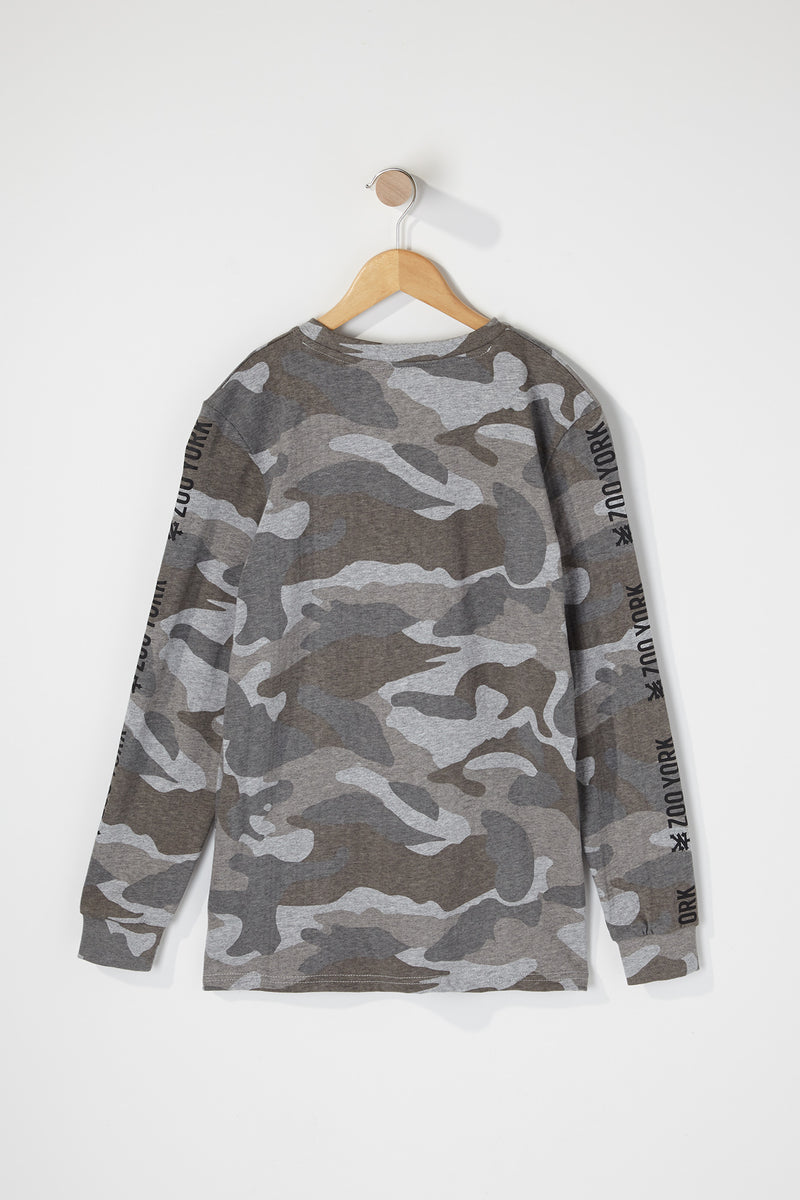 Zoo York Boys Camo Box Logo Long Sleeve T-Shirt