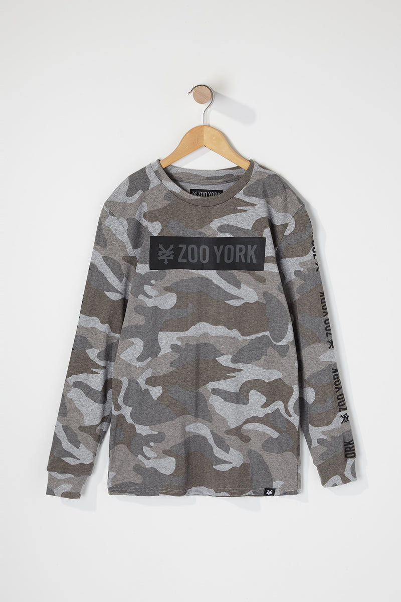 Zoo York Boys Camo Box Logo Long Sleeve T-Shirt