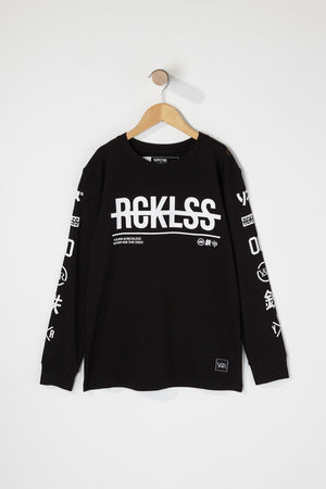 Young & Reckless Boys Strike-Through Logo Long Sleeve Shirt