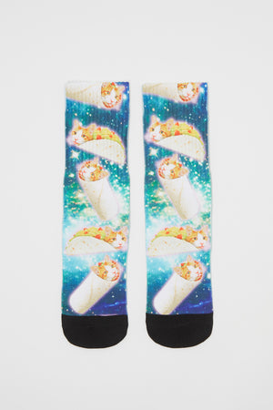 Zoo York Mens Burrito Cat Sublimated Crew Socks